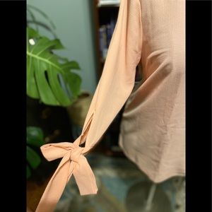 Peach Shirt Plus Size 1X bow tie sleeves career office